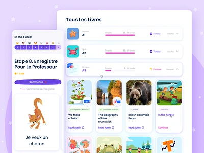 Lecture Enfant — learning platform for kids animals children design education elearning illustration inspiration kids learning lms progress school students teacher ui uiux ux web webdesign website