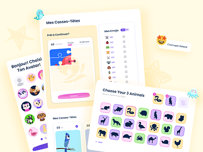 Lecture Enfant — learning platform for kids animal award collection design education illustration kids learning lms notifications password picturepassword reward student tips ui ux web webdesign website