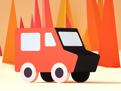 Ice cream truck 3d c4d car cartoon clayrender color game gamedev illustration indiegame isometric lowpoly octane octanerender tolitt