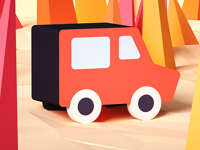 Ice cream truck #2 3d branding c4d car cartoon design game gamedev illustration indiegame isometric low poly lowpoly lowpolyart octane render tolitt