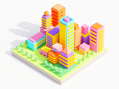 Little city (cube world) 3d animation branding color design dev gamedev graphic design icon illustration journal logo lowpoly motion graphics poster render ui web web3