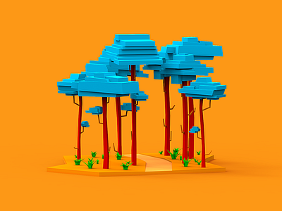 Parkland 3d c4d clayrender gamedev indiegame lowpoly makegame park parkland plant tolitt tree