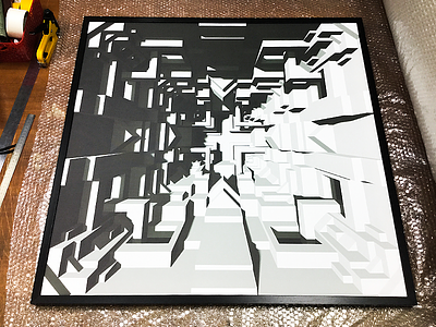 Inception (final+WIP) 3d artwork canvas digital digitalart diy framework geometry print textile tolitt wip