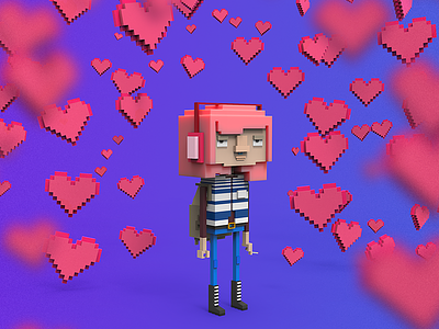 Valentine and Love 3d avatar c4d character clayrender color gamedev indiegame lowpoly makedev render tolitt