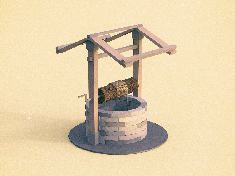 Water well clayrender unity 3d render indiegame gamedev maya keyshot lowpoly tolitt