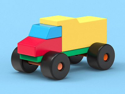 Baby truck 3d c4d clayrender color game illustration indiegame keyshot lowpoly render tolitt truck