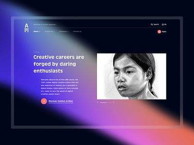 A custom website for a school of digital creation creation design gradient modules website