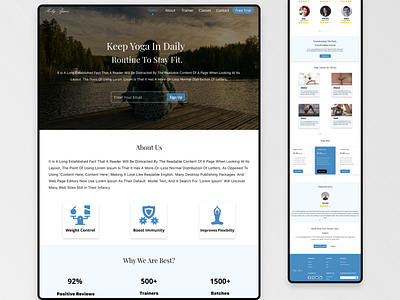 Yoga and Fitness Website design/web design and Landing Page 2021 adobexd advertising branding design figma fitness gym health illustration inspiration moodboard online ads popular typography ui uitrends web web design website yoga