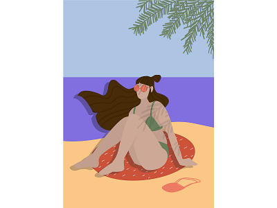 On the sea female illustration sea woman