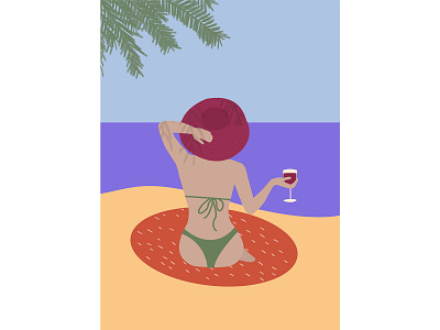 Rest on the sea cocktail drink female illustration sea woman