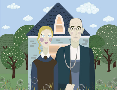 inspired by famous paintings american gothic artist famous paintings farmer illustration masterpieces of artists