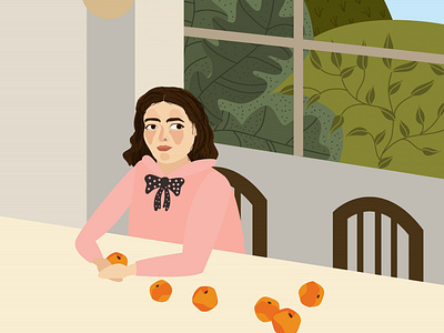 girl with peaches