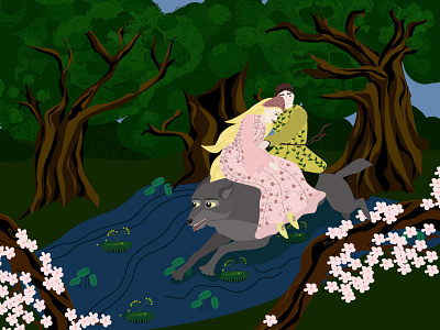 inspired by famous paintings artist boy design dress female forest girl illustration lake painting prince princess river sea tree wolf woman wood