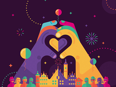 New Year's Eve Wroclaw 2018 2019 branding city event festival hand heart icon illustration key visual minimal new years eve party people pictogram poland vector visual identity wroclaw