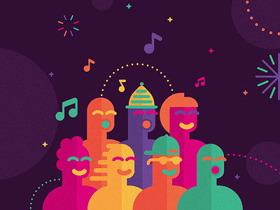 New Year's Eve Wroclaw -choir branding choir city icon identity illustration key visual minimal music party people pictogram respect vector wroclaw
