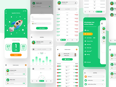 WhatsApp Online user Tracker app appdesign branding design graphic design illustration logo mobileapp online offline track ui ux whatsapp