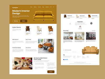 Modern interior furniture design landing page