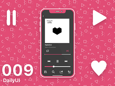Minimalistic Music App 009 dailyui ios ipod minimalism minimalistic mobile mobile ui music pink player ui