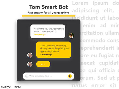Direct Messaging. Chat Bot. 013 chat chatbot dailyui dailyui 013 form message messaging minimalistic ui yellow