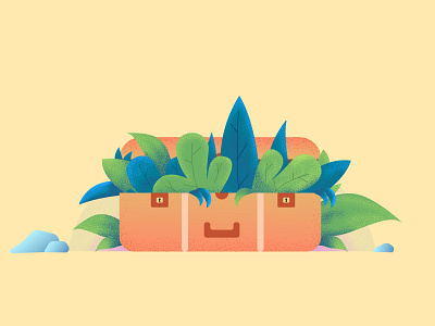 Suitcase art cartoon design illustration plants suitcase vector