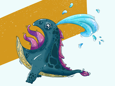 Whale 2d art cartoon draw illustration whale