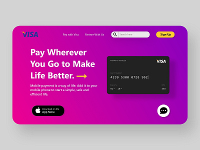 Visa Card Web UI design illustration minimal typography ui ux web website