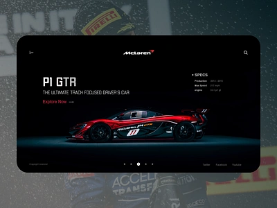 Mclaren P1 GTR Web UI app design illustration logo mclaren minimal supercars ui ux web website