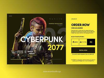 Cyberpunk 2077 app branding design graphic design minimal typography ui ux web website