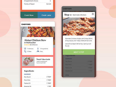 Chefman Smart-recipe UI app iot mobile ui recipe recipe app ux