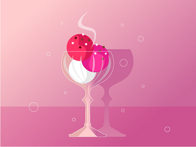 Fruit sorbet, red berry ice-cream flat style illustration flat vector design food illustration graphic design illustration minimal vector