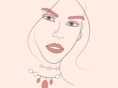 Woman face lineart face gems girl graphic design illustration jewelry lineart logo minimal portrait vector