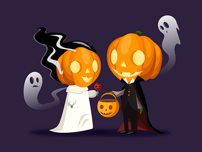 Halloween wedding illustration design drawing halloween illustration pumpkin vector