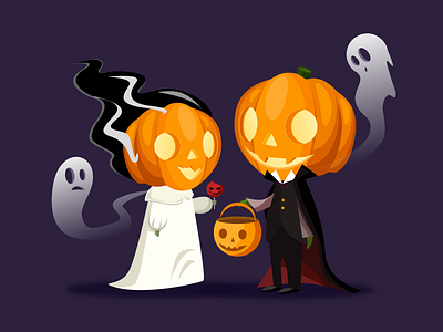 Halloween wedding illustration