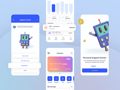 Calculon - banking mobile app 3d app banking design mobile ui