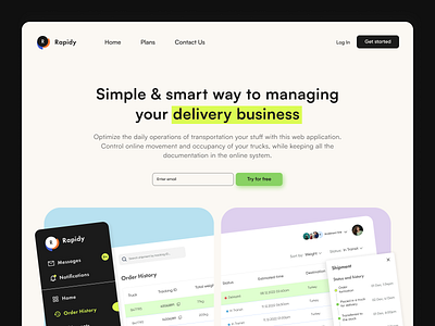 Rapidy | Web App for shipping companies app dashboard design landingpage shipping ui ux