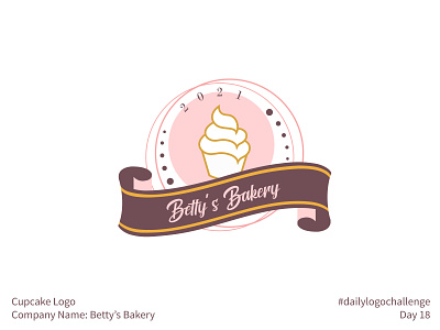 #dailylogochallenge - Day 18 bakery betty brown cupcake cupcake logo dailylogochallenge gold grand illustration logo logo design logo mark logotype maroon modern pink premium ribbon simple