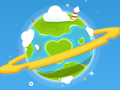 Planet clouds cosmos flat flat design kids planet space stars
