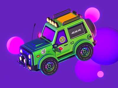 Jeepy 💣💜🔫 3d app art c4d car cinema 4d corona render design illustration jeep picture render