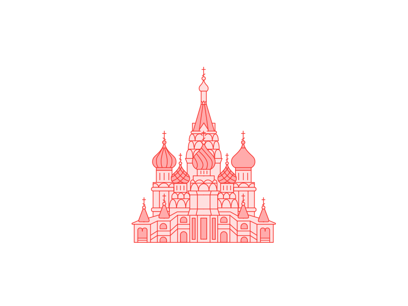 Russian attractions buildings culture flat flatstudio illustrations linework vector