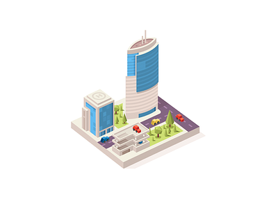 Map Piece Illustration: Skyscraper architecture city illustration isometry map vector