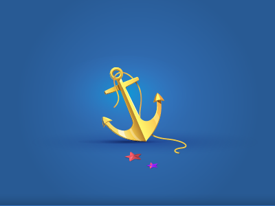 Anchor anchor blue gold icon ocean sea stars