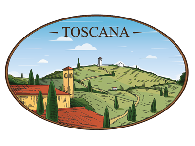 Toscana engraving fields illustration italy land nature retro toscana travel vintage
