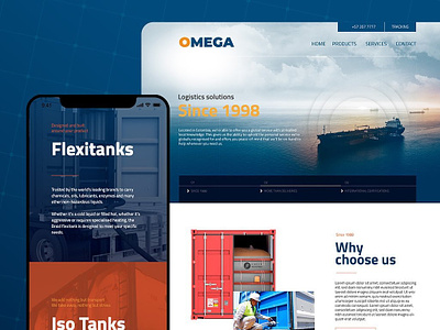 Omega Website cargo flexitank responsive responsive design shipping webdesign website