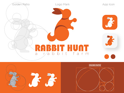 Rabbit Hunt Logo (Golden Ratio) brand and identity brand identity creative logo illustration rabbit art rabbit design rabbit icon rabbit illustration rabbit logo vector