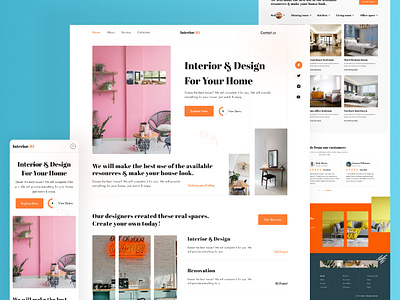 Modern Interior & Design agency website landing agency architect bedroom furniture home page interior landing page living room minimal modern modern decor officespace typography ui web design