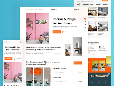 Modern Interior & Design agency website landing