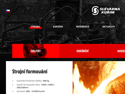 Slevarna Kurim - Foundry Website foundry industrial metal web webdesign