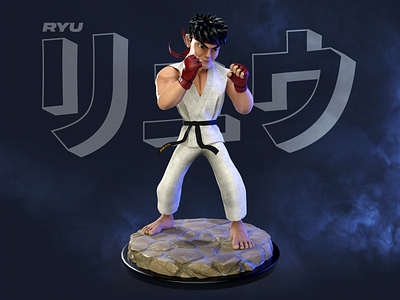 Ryu white 3D 3d adobe arttoy cartoon cgi character characterdesign design digitalart fanart game gameart illustration maya model3d render streetfighter substance toy zbrush