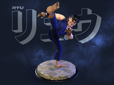 Ryu blue 3D 3d 3dart 3dmodel adobe animation art blue digitalart fanart game gameart graphic design modeling render ryu sculpt streetfighter suubstancepainter toy zbrush