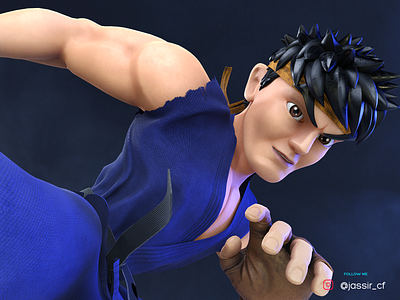 Ryu Blue 3d adobe design digitalart fanart game gameart illustration model3d render